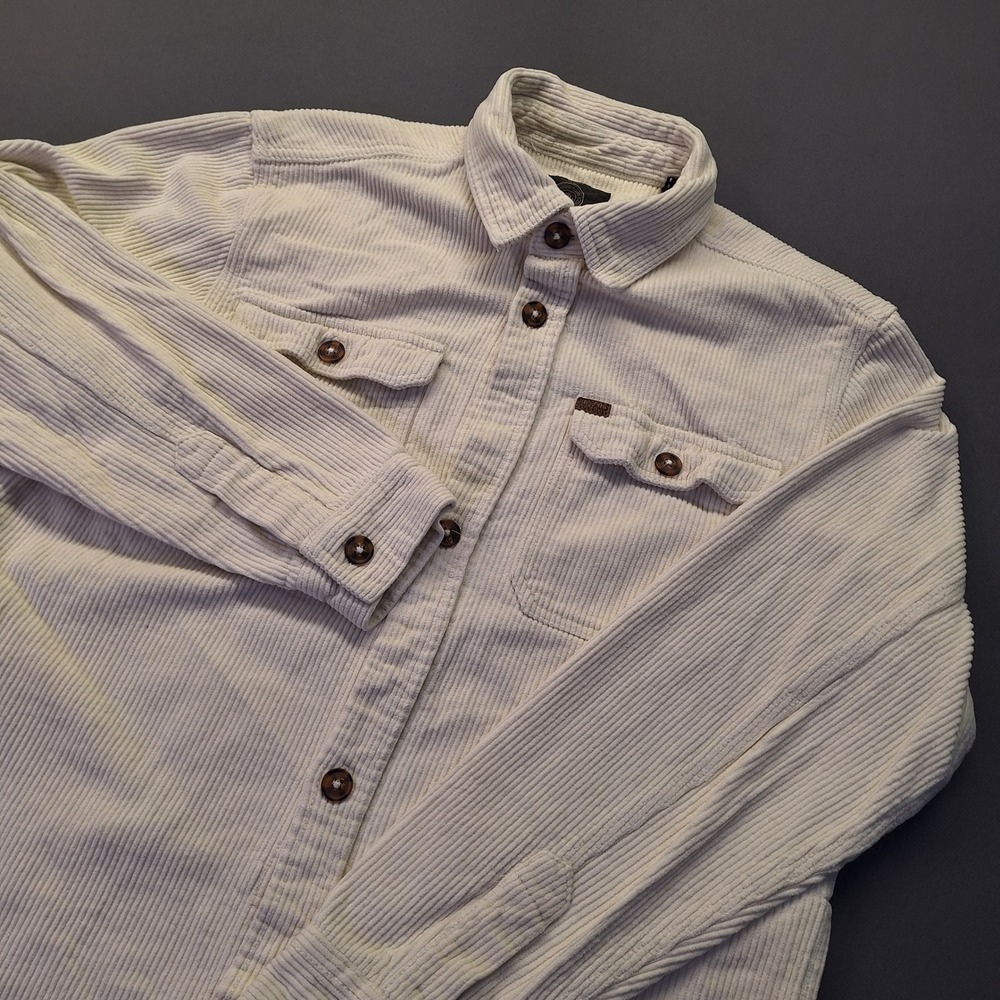 Buffalo David Bitton Jeremias Corduroy Shirt Mens Medium Cream Off White Cotton